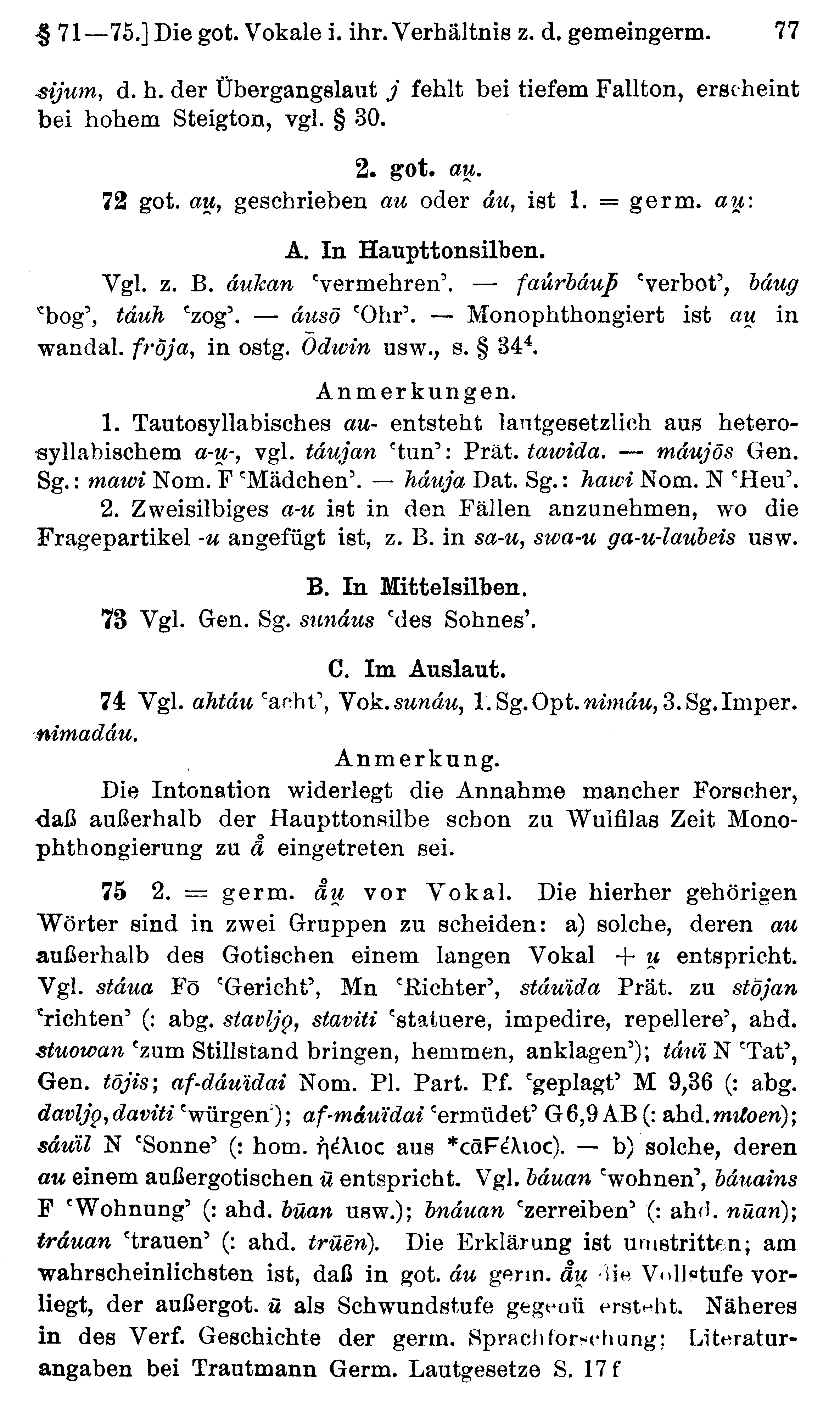facsimile image (Streitberg 1920, p. 77)