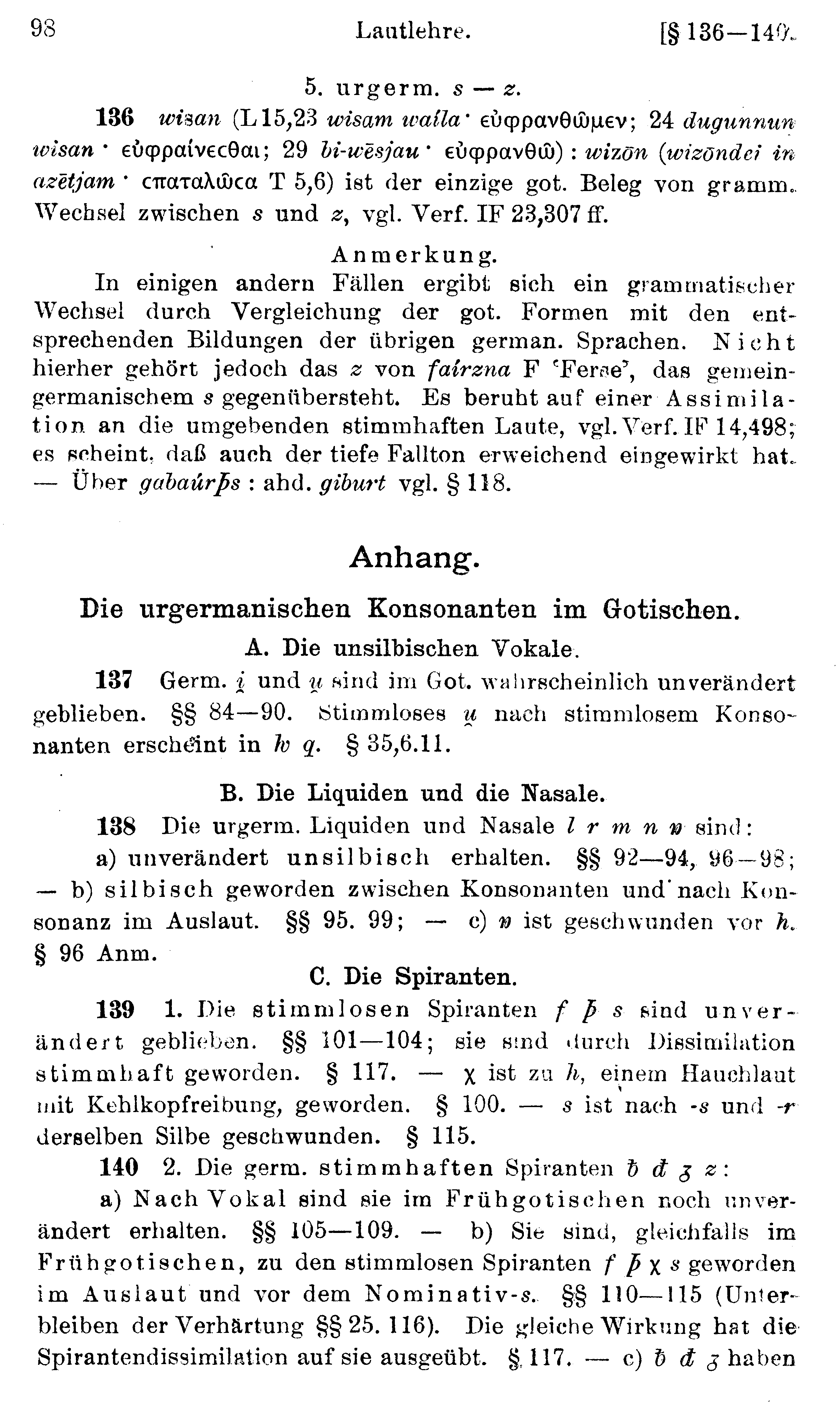 facsimile image (Streitberg 1920, p. 98)